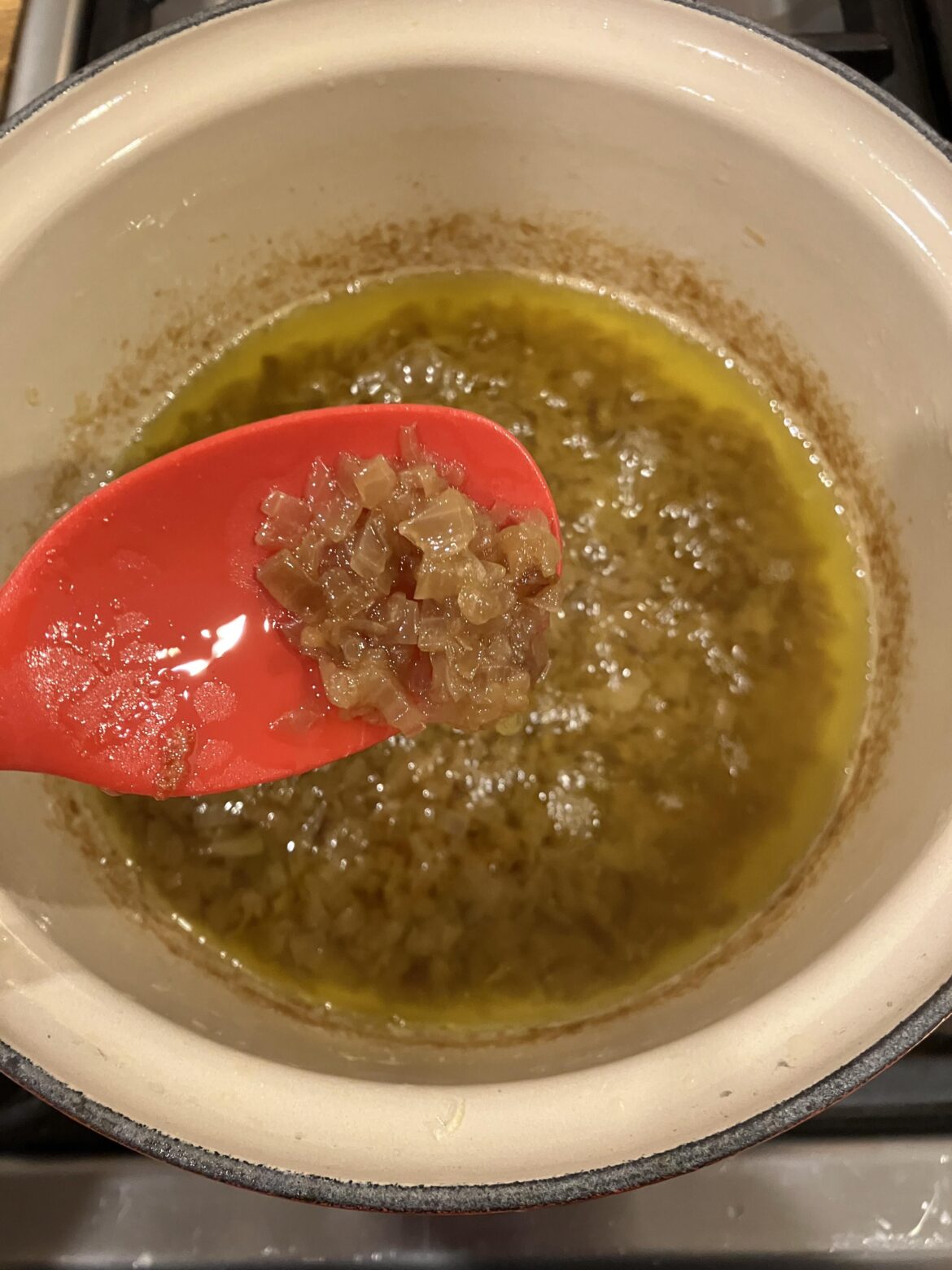 Making soffritto. Three full Spanish o’s slow cooked in olive oil for 2.5 hours, about to add fresh tomato puree and go another 2.5. House smells like a dream.