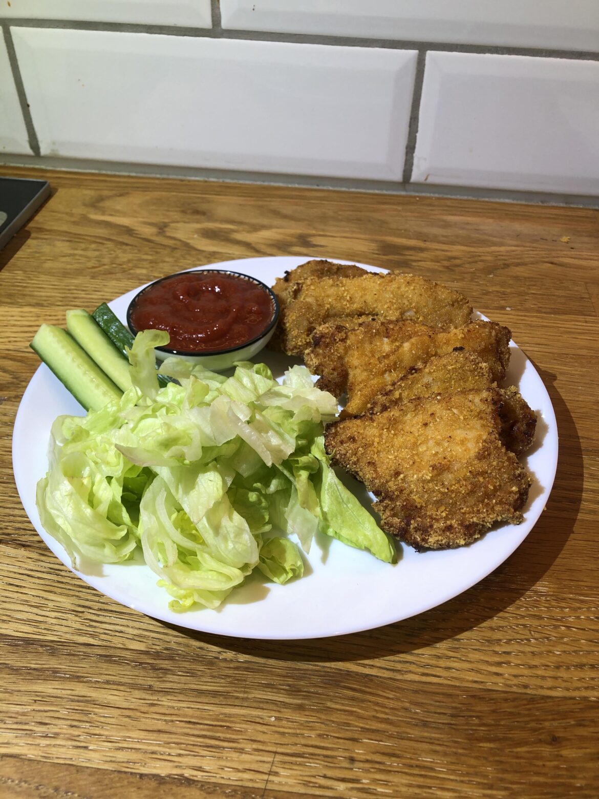 Air fried pork with pork rind breading