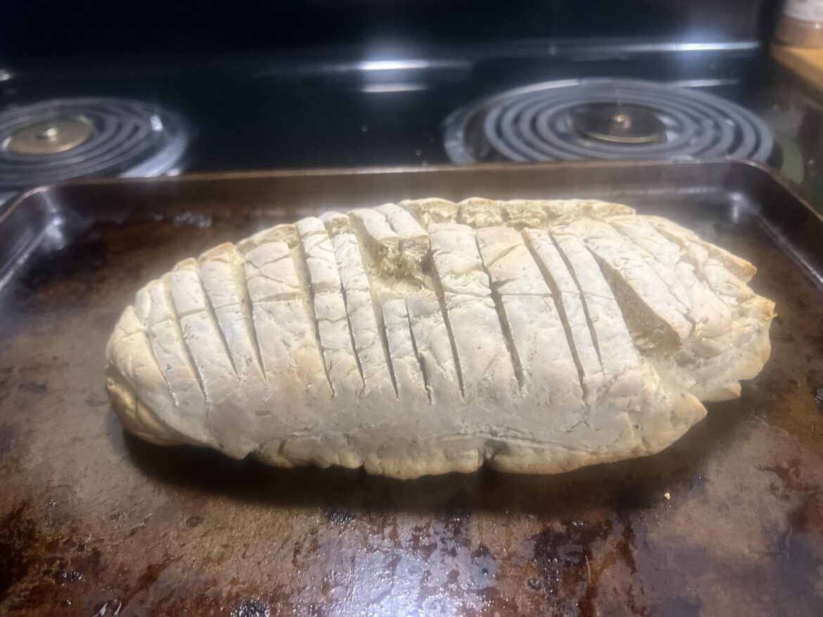 It may look ugly but I dug myself out of depression and made bread for the first time! She has Italian seasoning, garlic seasoning, and some salt. Guys I can’t describe to you how excited I am it turned out well!