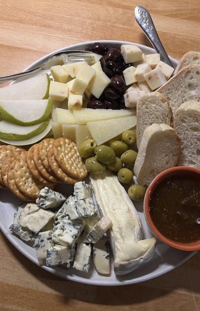 a small cheese plate for dinner