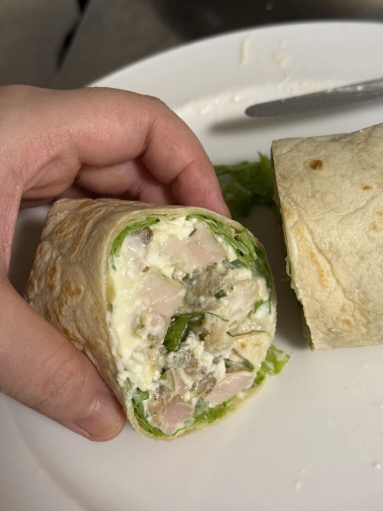 creamy chicken thigh and lettuce wrap