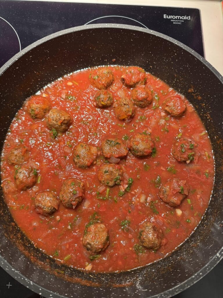 Ina Garten’s “Real Meatballs and Spaghetti” - Vegetarianized
