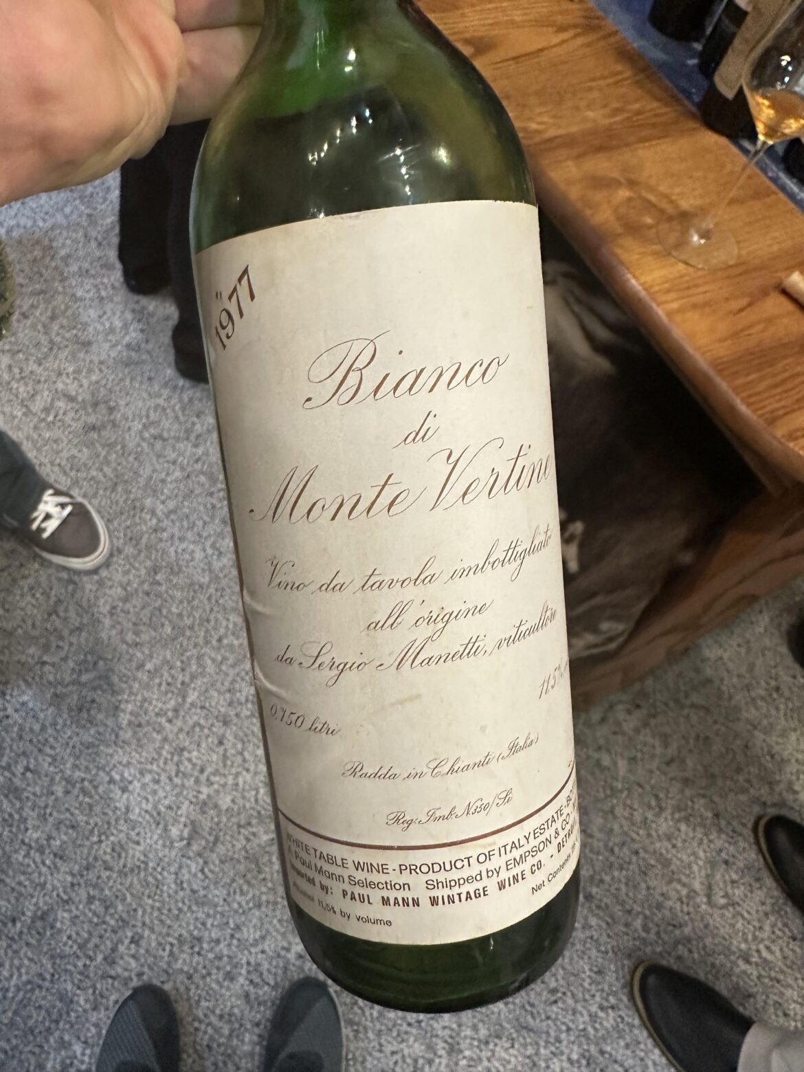 1977 Montevertine Bianco and shoes