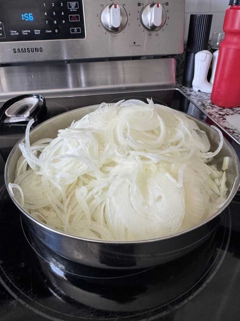 French Onion Dip prep