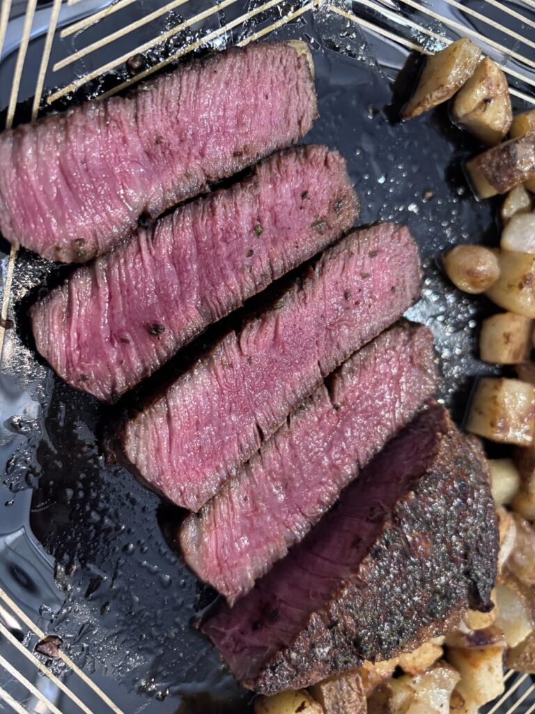 Salt pepper garlic in a wok actually, with roasted potatoes. What do you think?