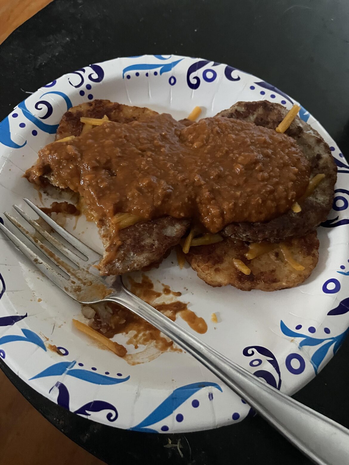Didn’t want to forage eggs in the cold so chili, snuasage and hash browns