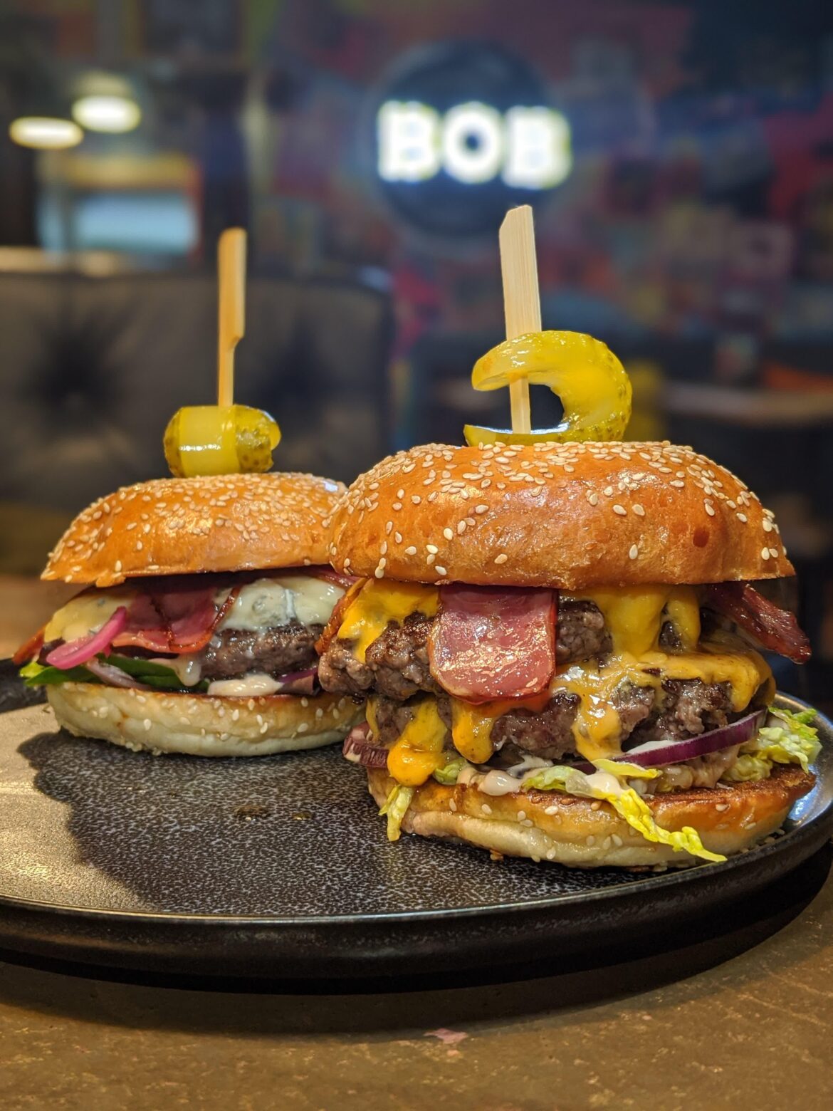 Wagyu Beef Burger with Gorgonzola Dolce and Double Cheeseburger