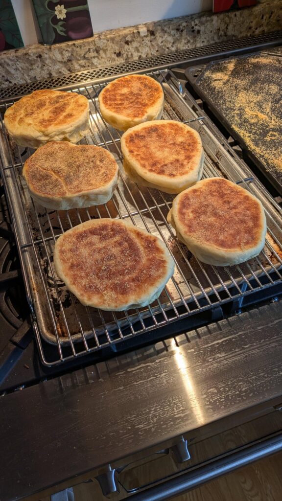 I started these oversized english muffins when I got up today and they are ready with plenty of time left until brunch