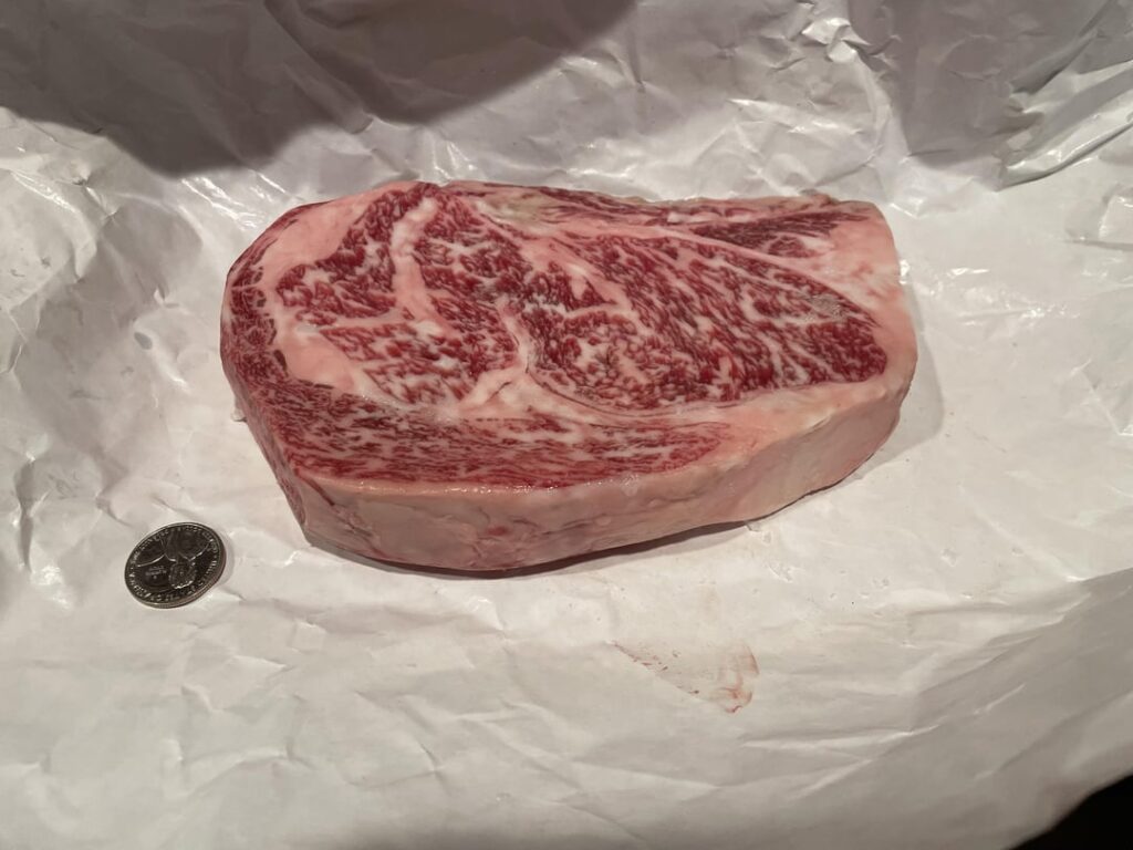 Japanese A5 Wagyu Boneless Ribeye. The last thing I fed to my recently departed dog and first thing I ate in his honor. 250F until temps were low 110s-120s, then about 90 sec/side on cast iron with some garlic and rosemary basting. Most $ I ever spent on steak. My dog didn’t even chew it 😜. #worthit