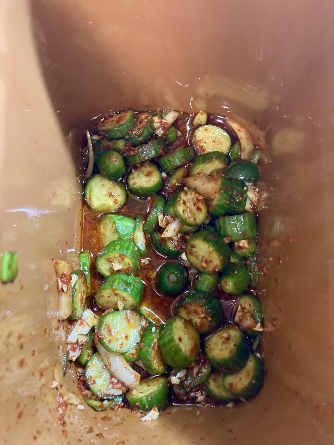I made cucumber kimchi for the first time.