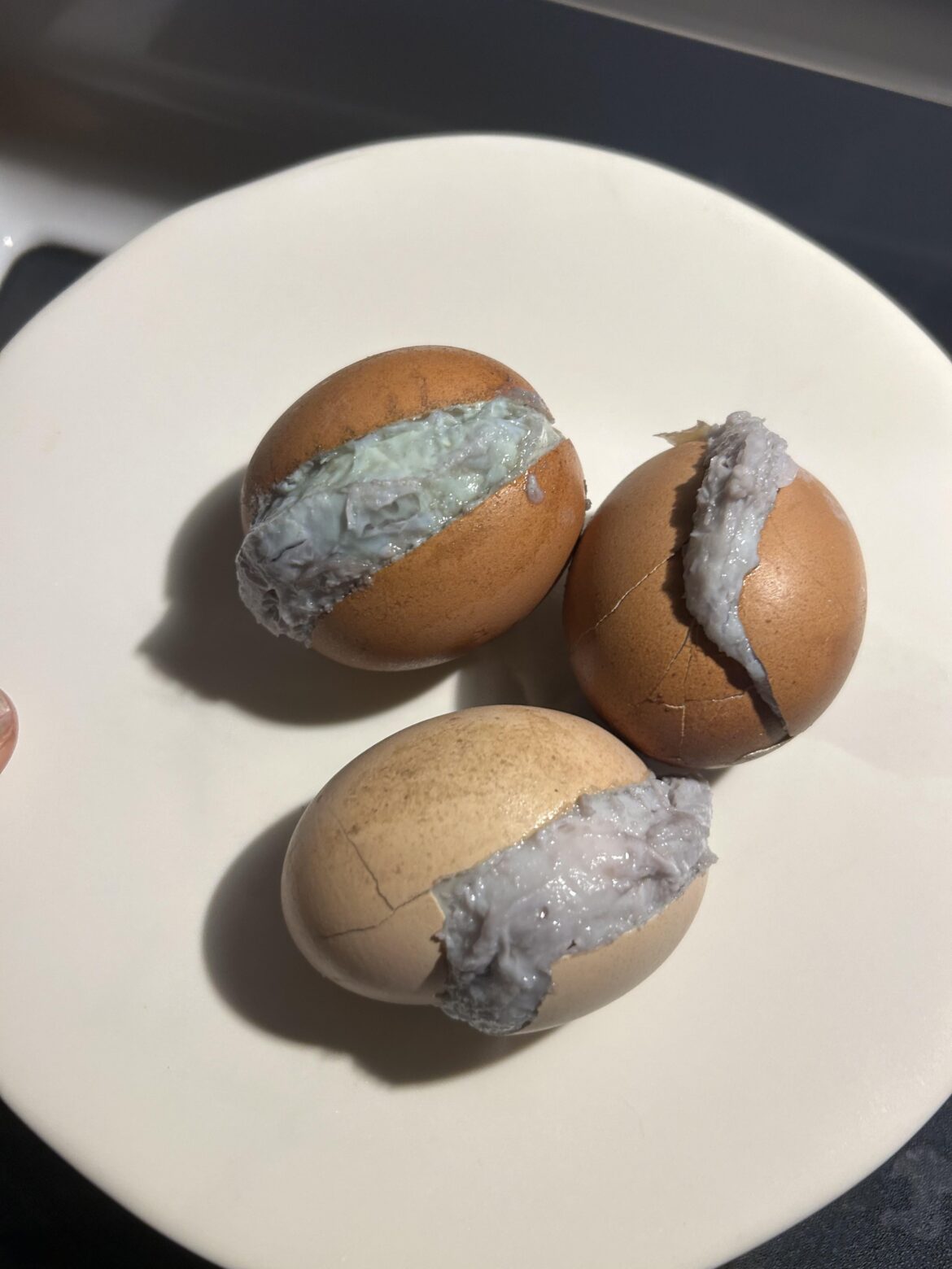 I boiled cracked eggs in leftover water I used to boil purple sweet potatoes