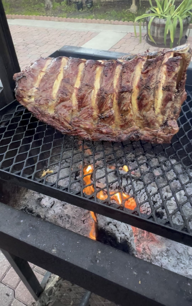 Beef ribs on grill over weekend.