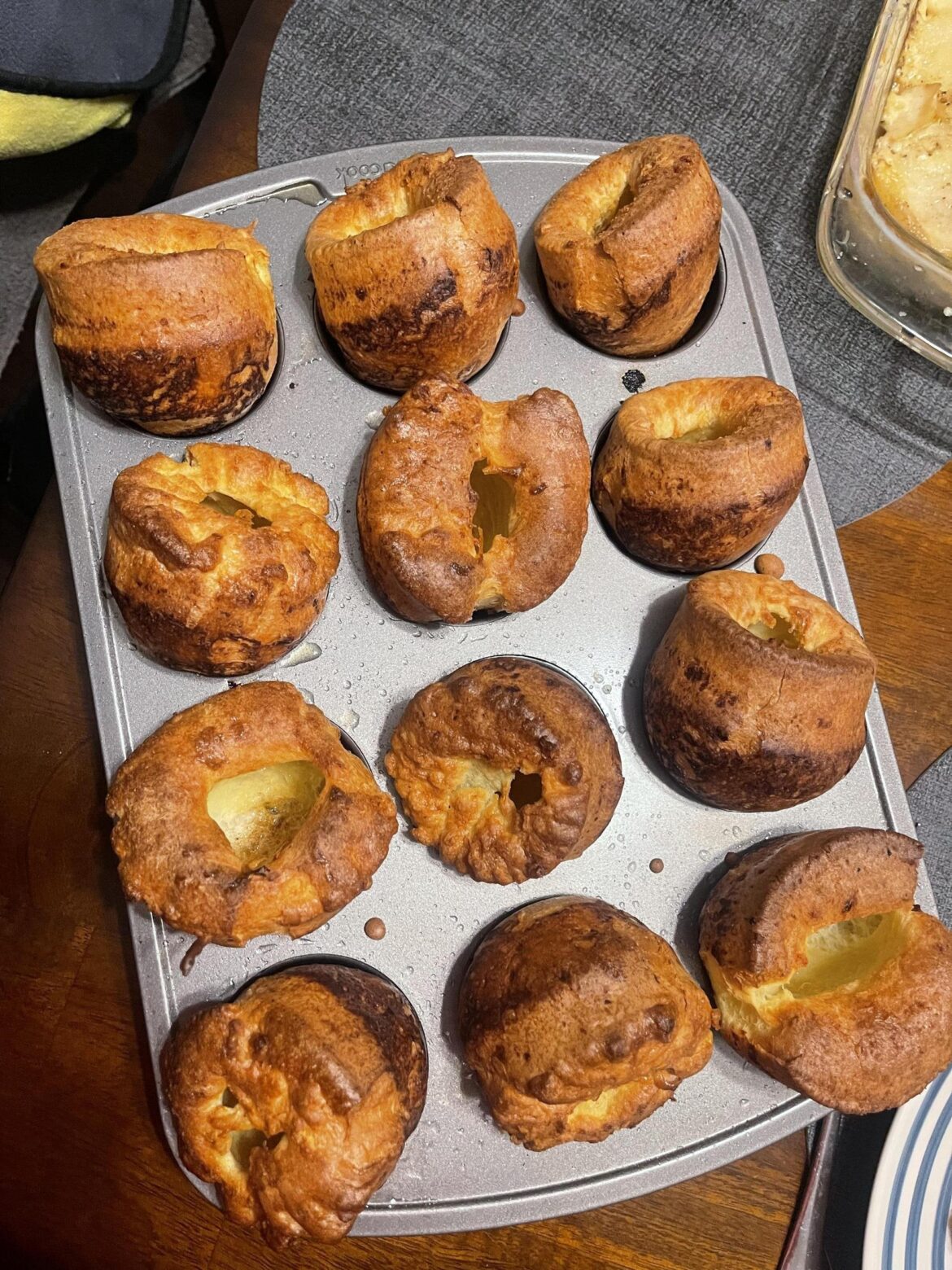 American here. Decided to make Yorkshire Puddings with our Christmas dinner. First time attempt. Do they look appropriate?
