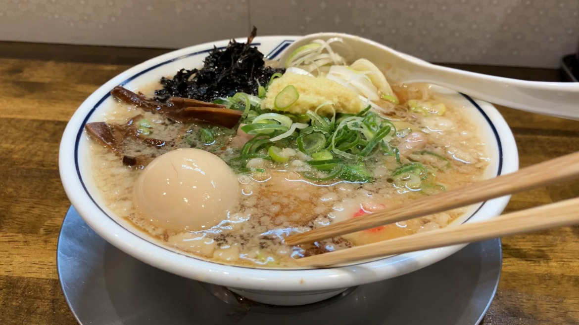 Ginger-Shoyu with extra pork back fat at Gamushara in Tokyo