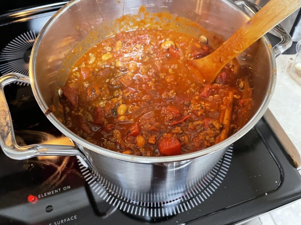 First batch of chili using chili paste