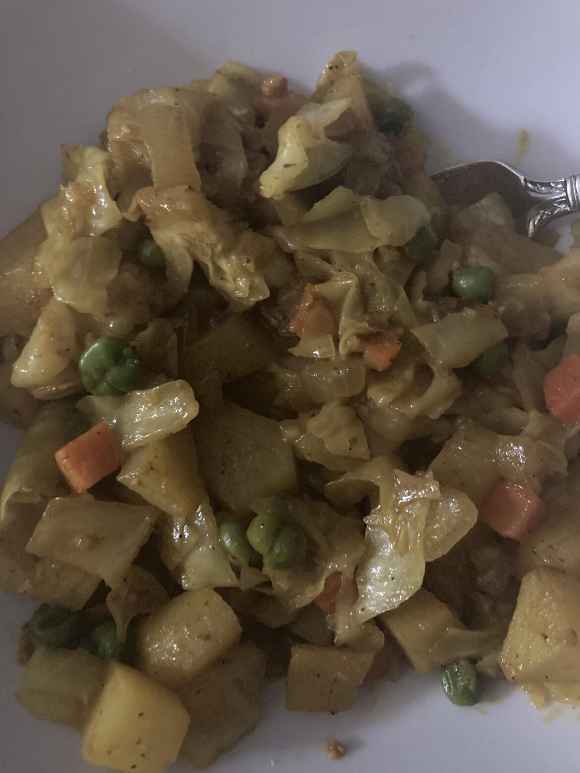 Curried cabbage and potatoes