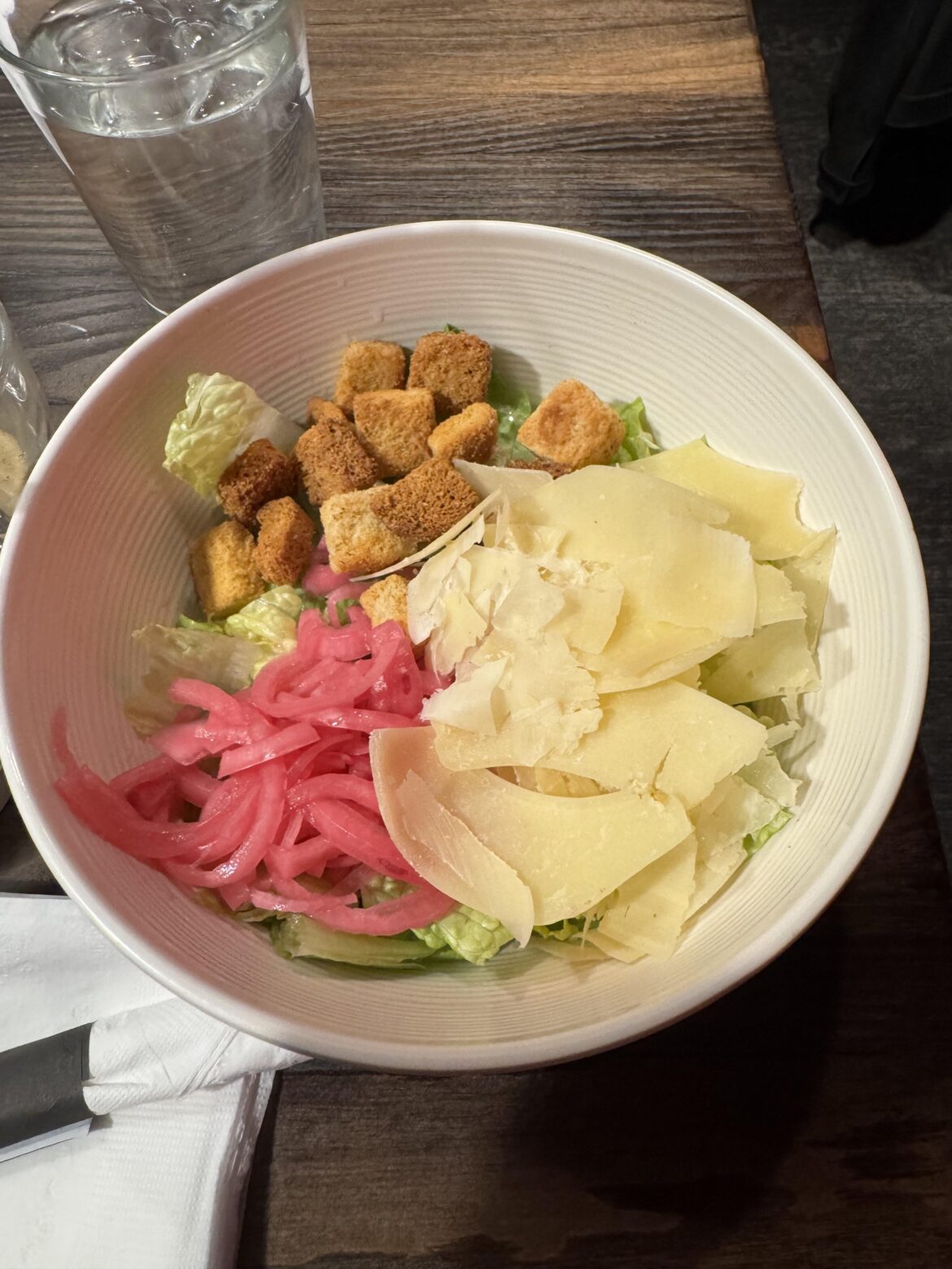 Never seen onions on a Caeser but complain I cannot