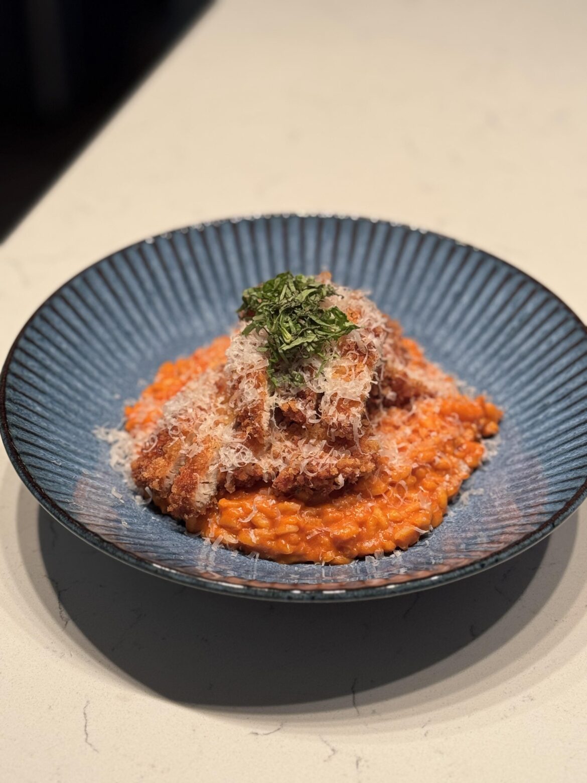 Risotto Alla Vodka with Chicken Cutlets