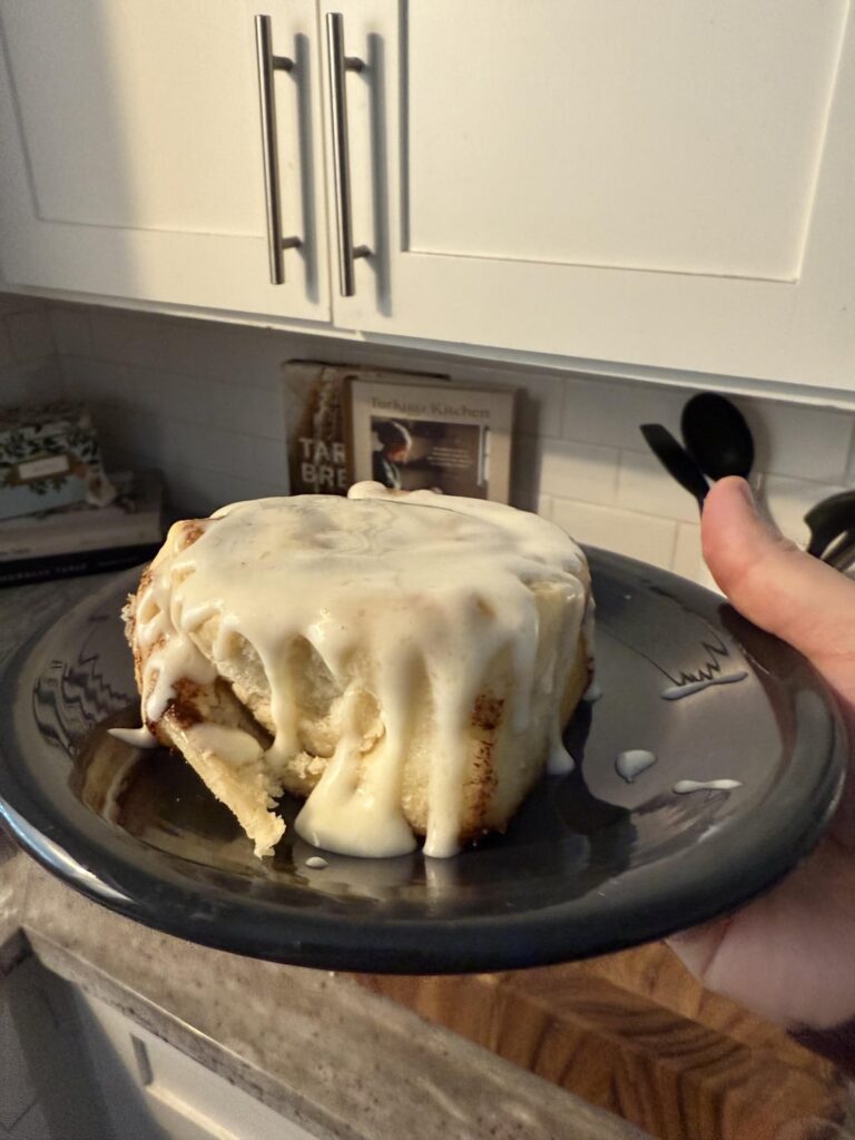 It decided to snow in Houston, so I decided we needed warm cinnamon rolls