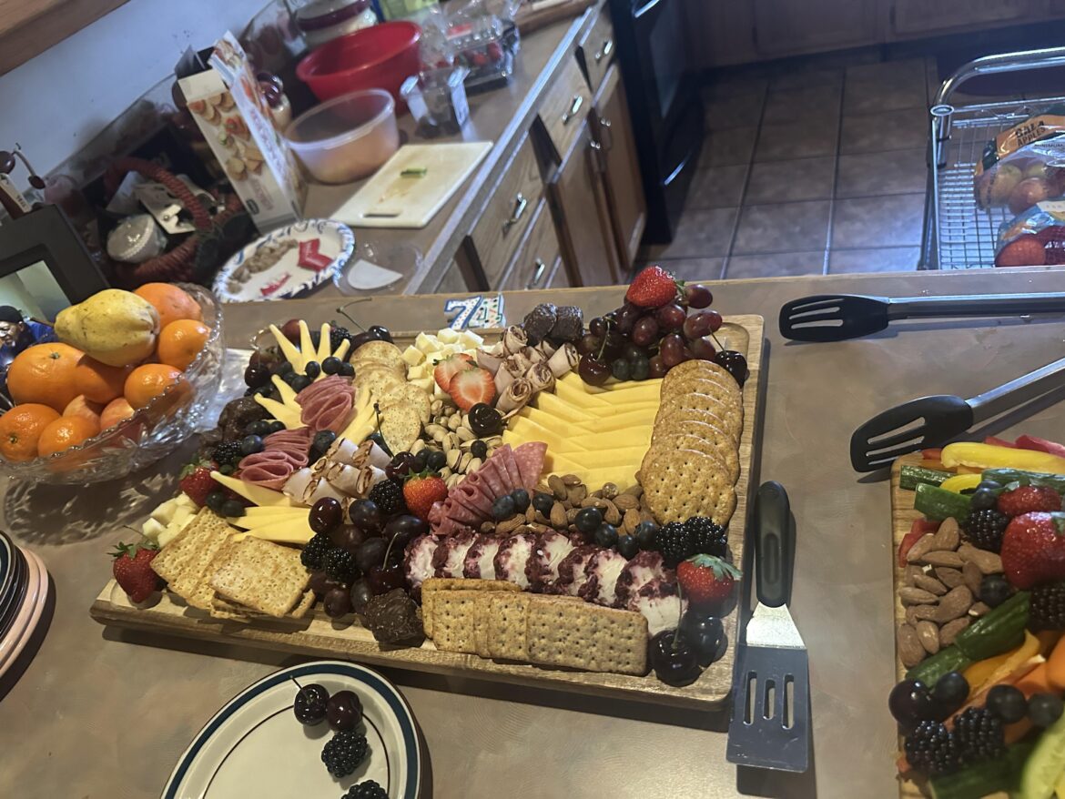 board for grandfathers’ 74th bday, all from aldi!