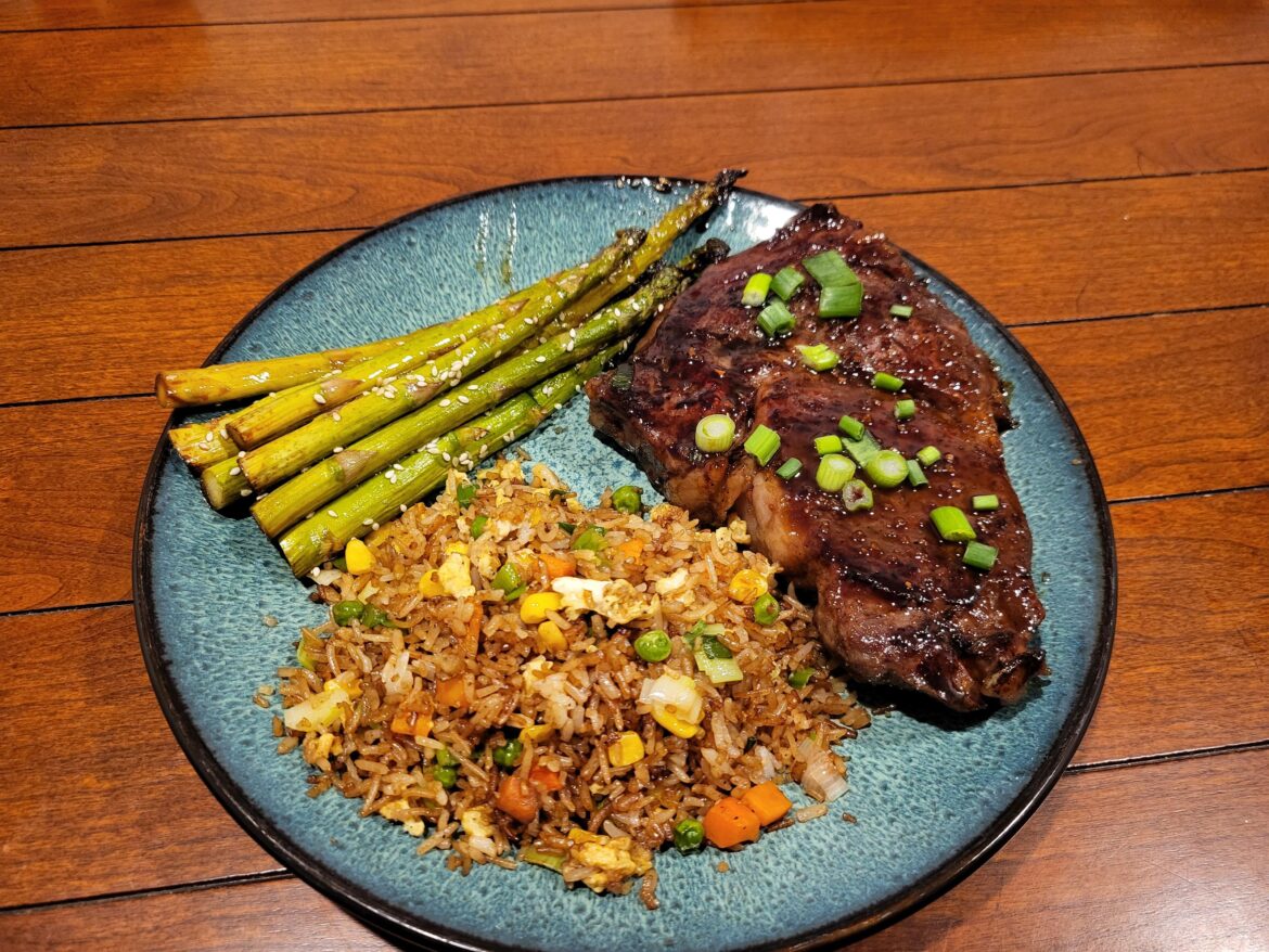 Damn 137 is a magic number. Ribeye Teriyaki, fried rice, hoisin asparagus.