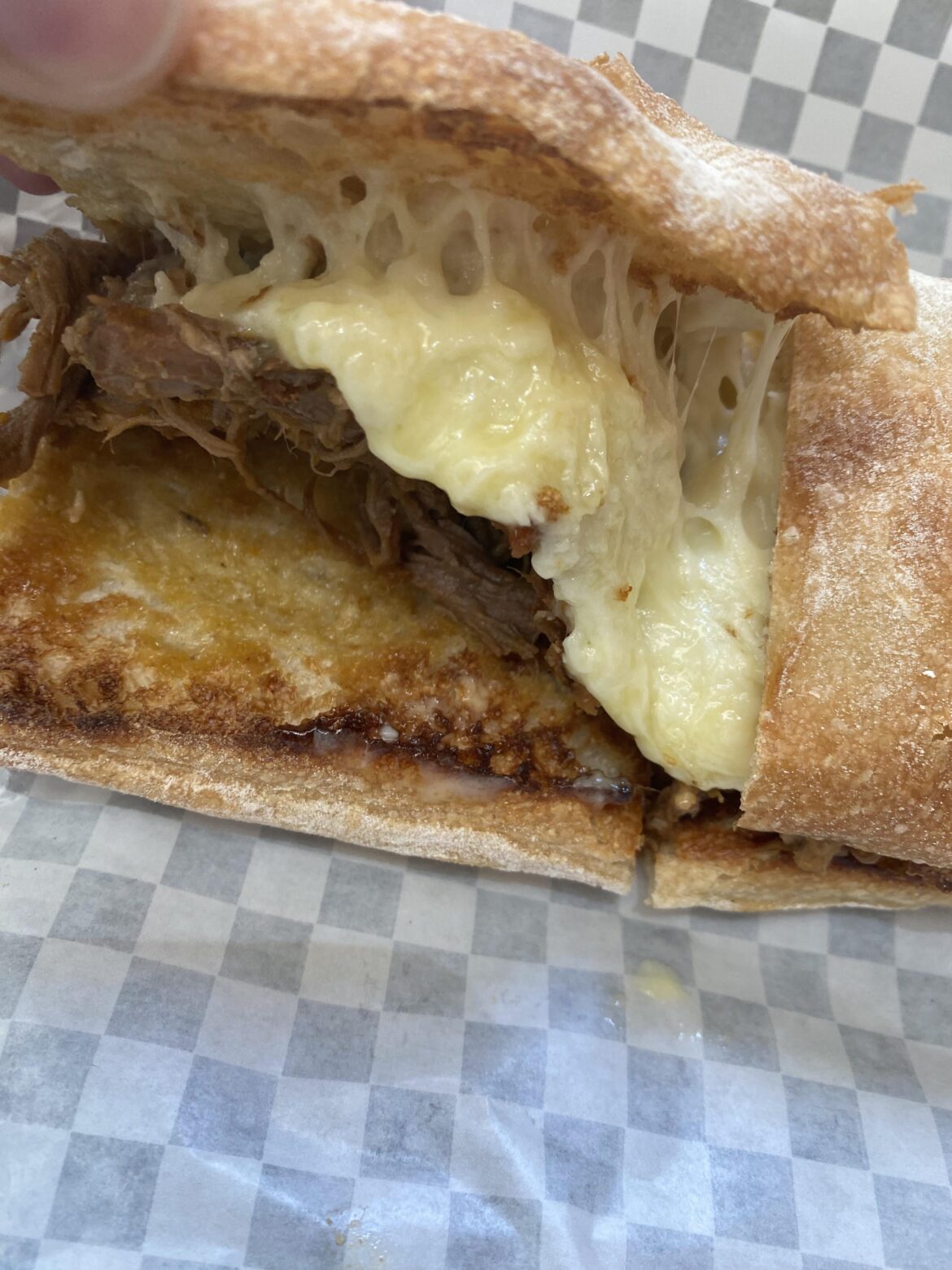 Mechado Luco lunch in Santiago. Cannot go wrong with shredded beef and melty cheese!