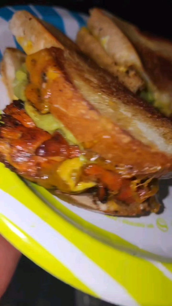 Chicken guac melt on buttered sourdough. Homemade hot sandiwches will always have my heart