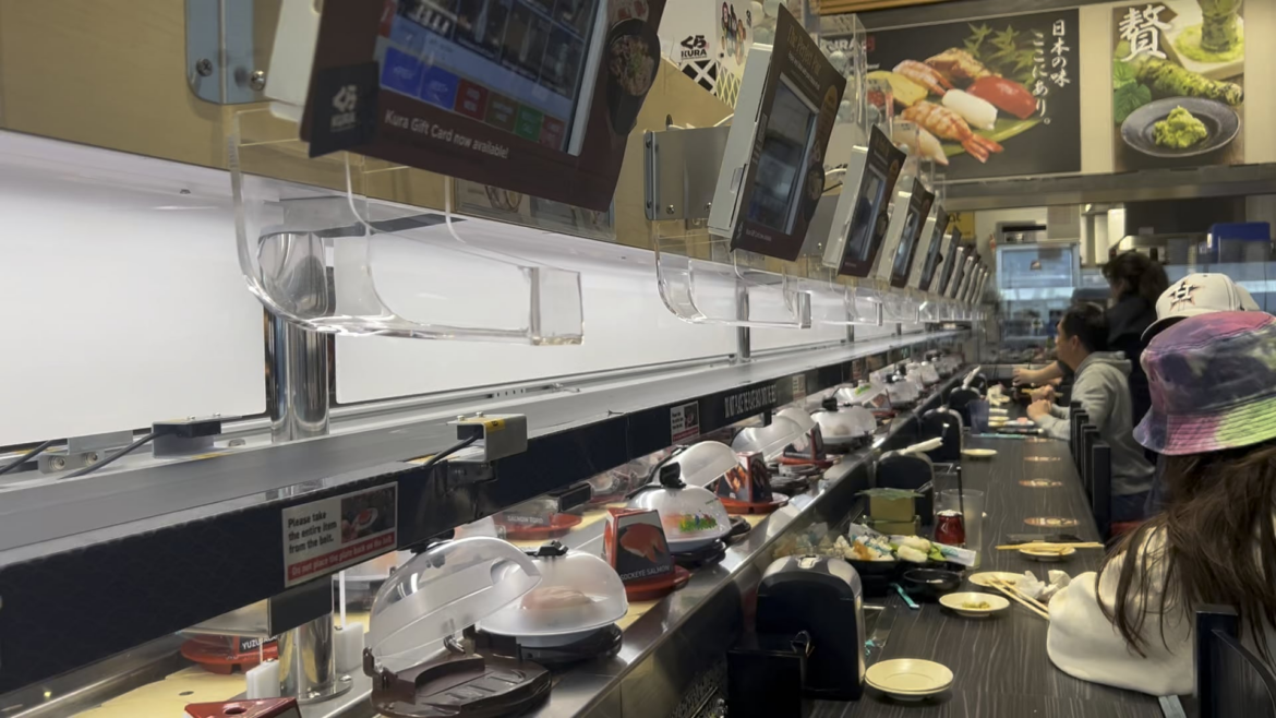 The chewiest, blandest pieces of nigiri I have ever had coming at me at 20mph (Conch)