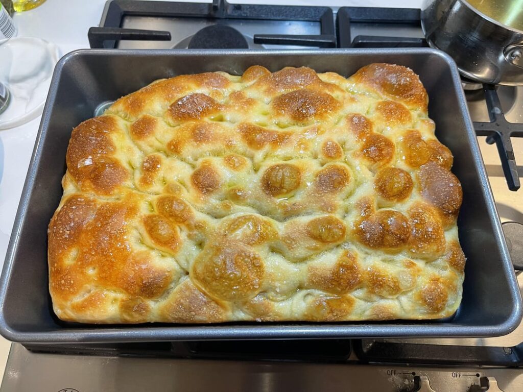 First focaccia attempt. Very happy with the results