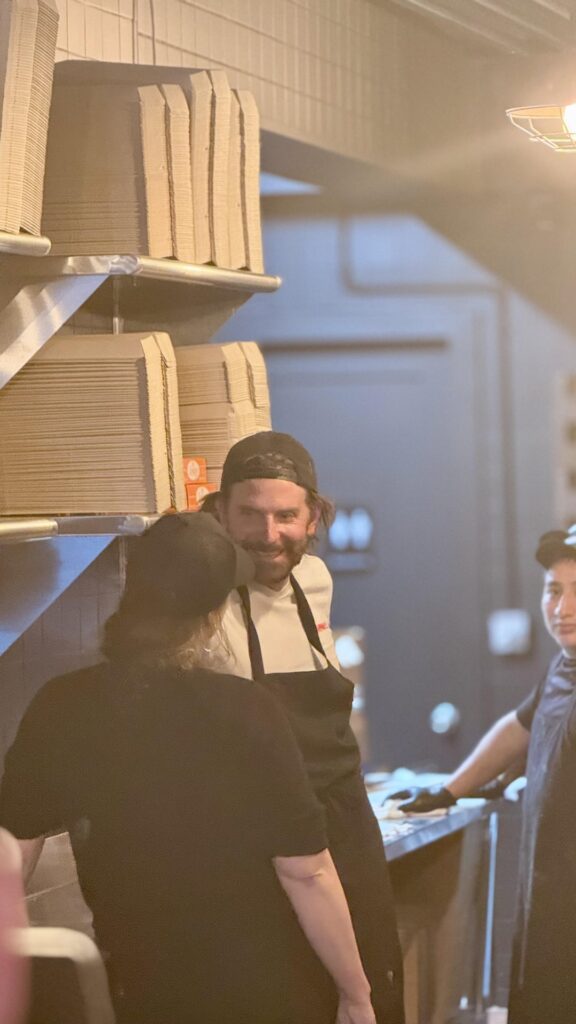 Managed to try out Bradley Cooper’s cheesesteak pop up today and he was working the grill Managed to try out Bradley Cooper’s cheesesteak pop up today and he was working the grill