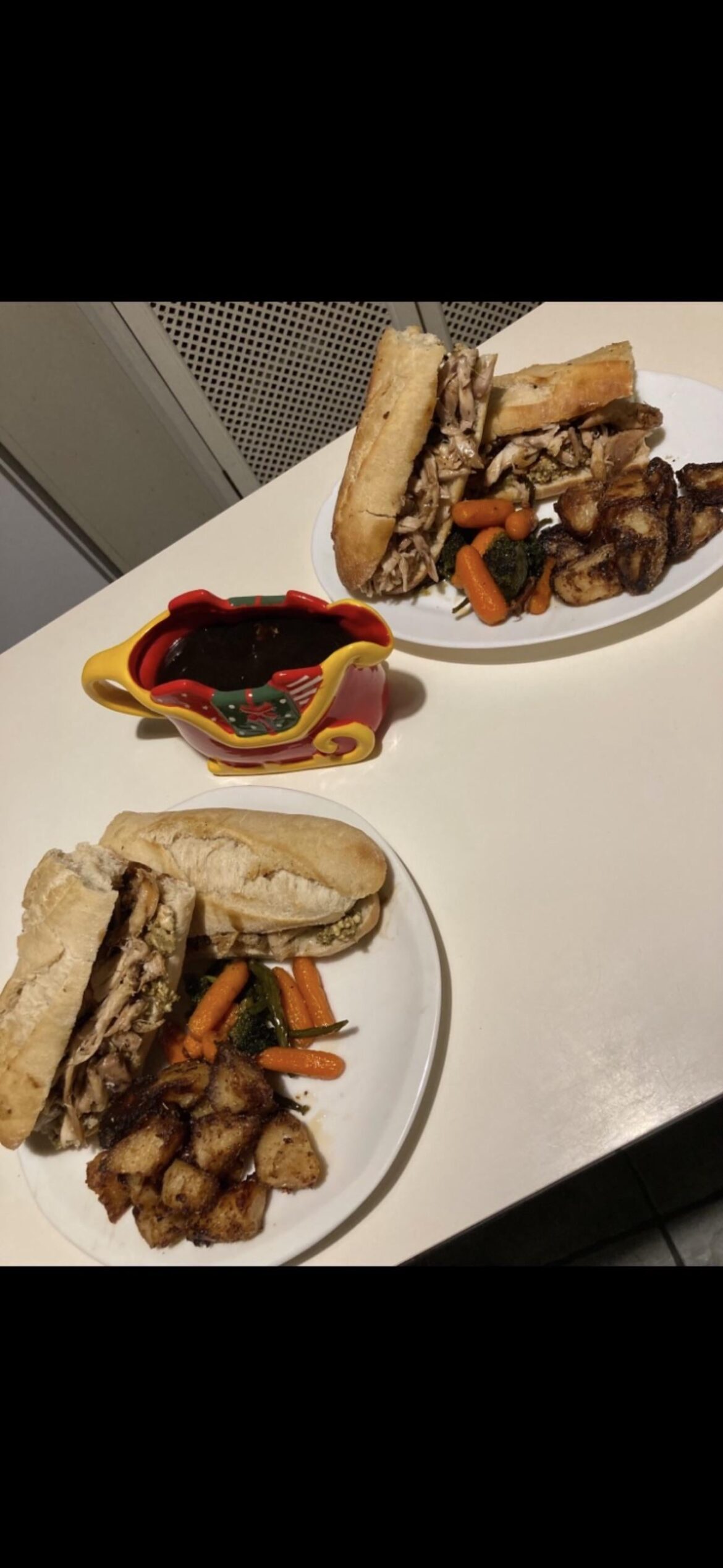 Roast chicken and stuffing baguette