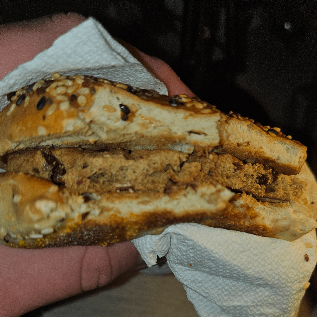 I was out of cream cheese so I put chocolate chip cookies in my everything bagel