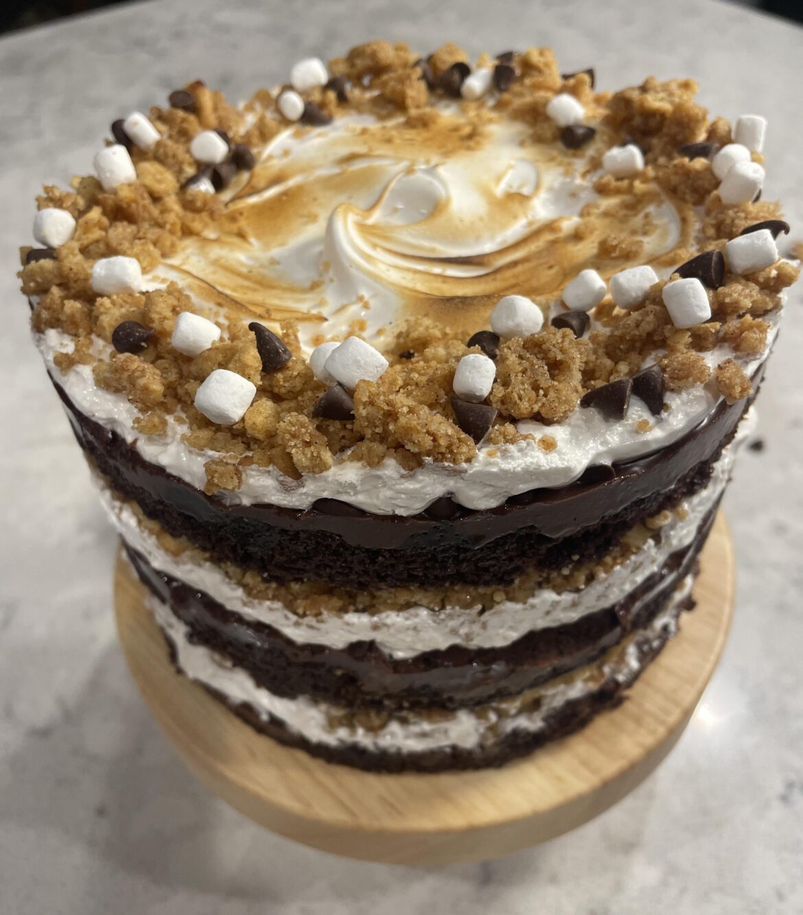 My birthday cake! A s’mores milkbar inspired layered cake.