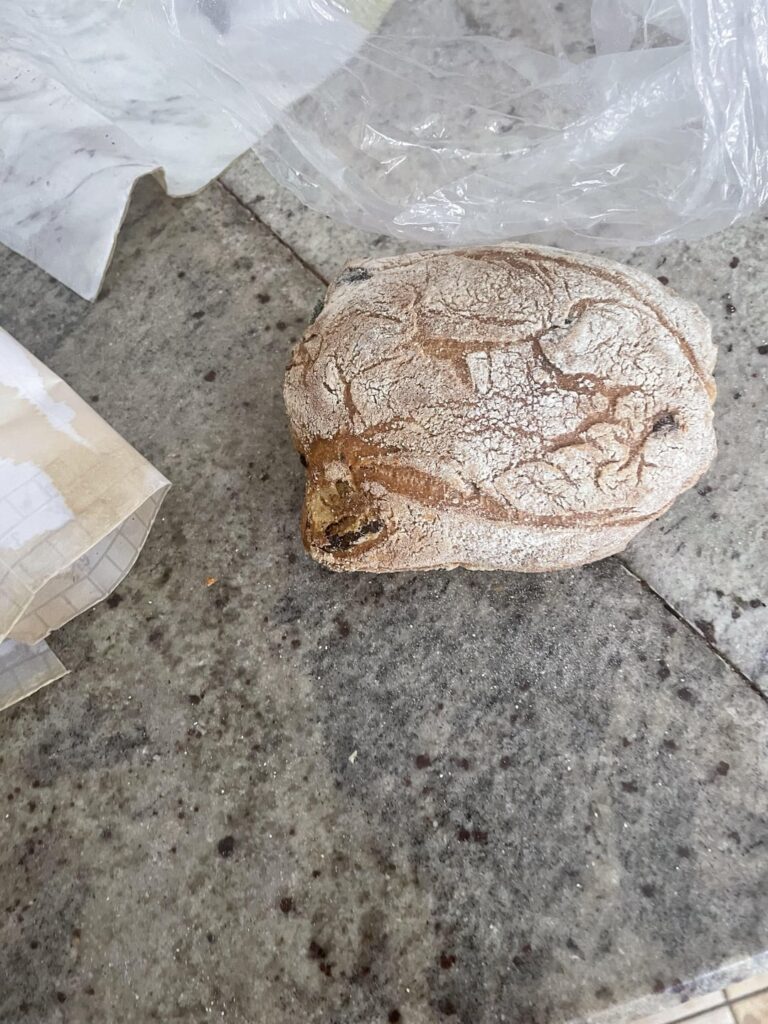 How many calories? 150g Italian olive bread.