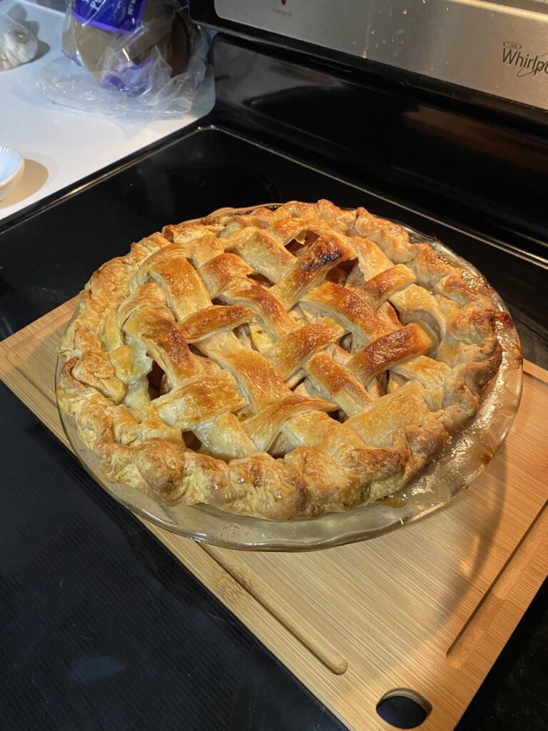 My nervous girlfriend’s first scratch apple pie, wanted to show it off!