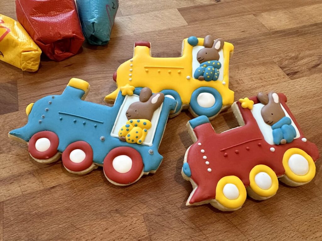 All aboard! Train cookies for a  third birthday