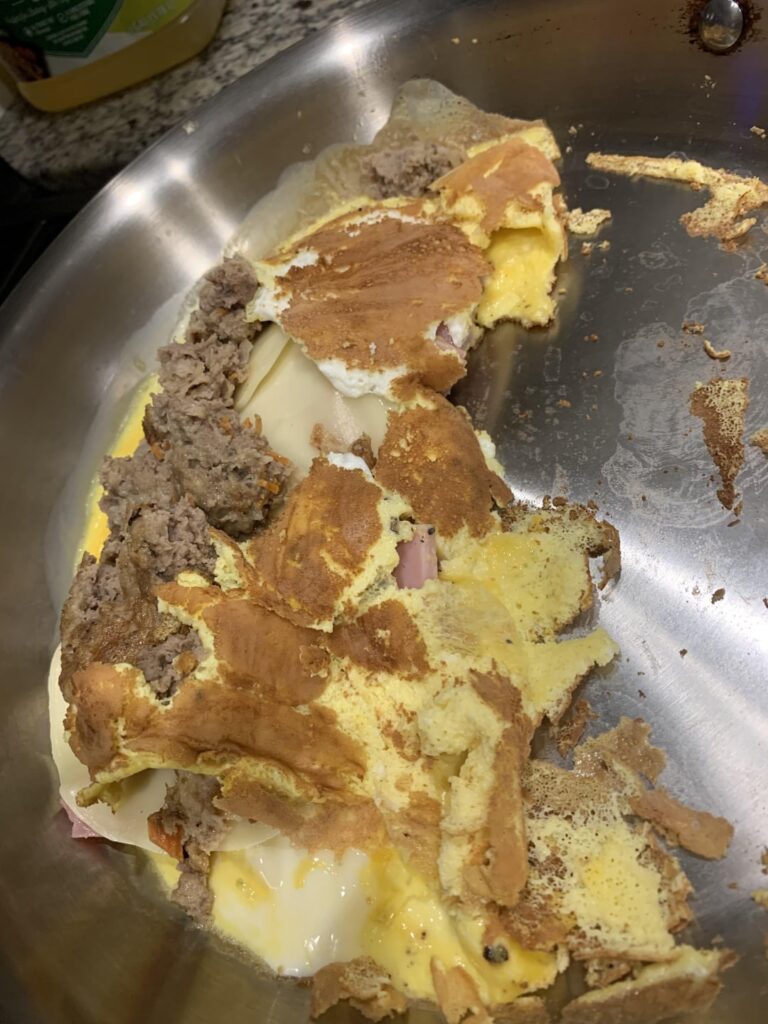 Messed up flipping the omelette