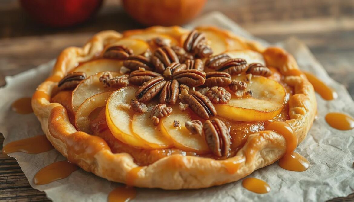 Delicious Apple & Pecan Danish Pastry Tart Recipe