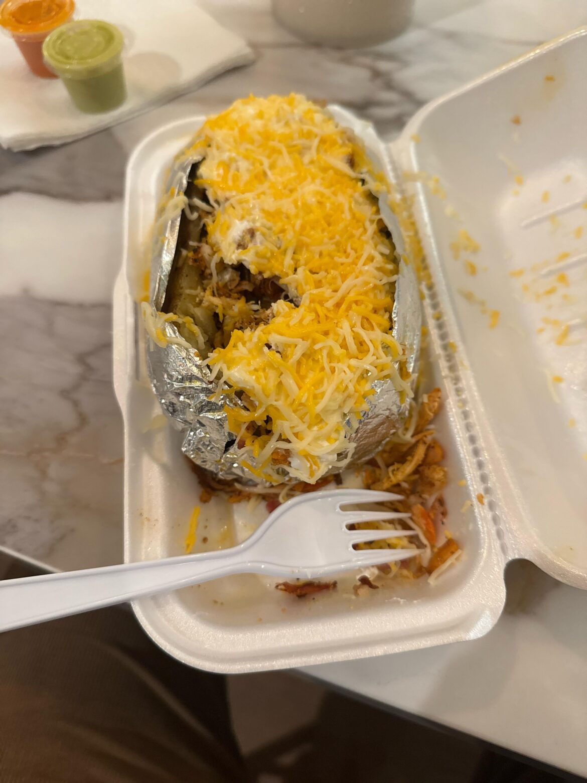 Baked potato from Pollos Asados El Norteno