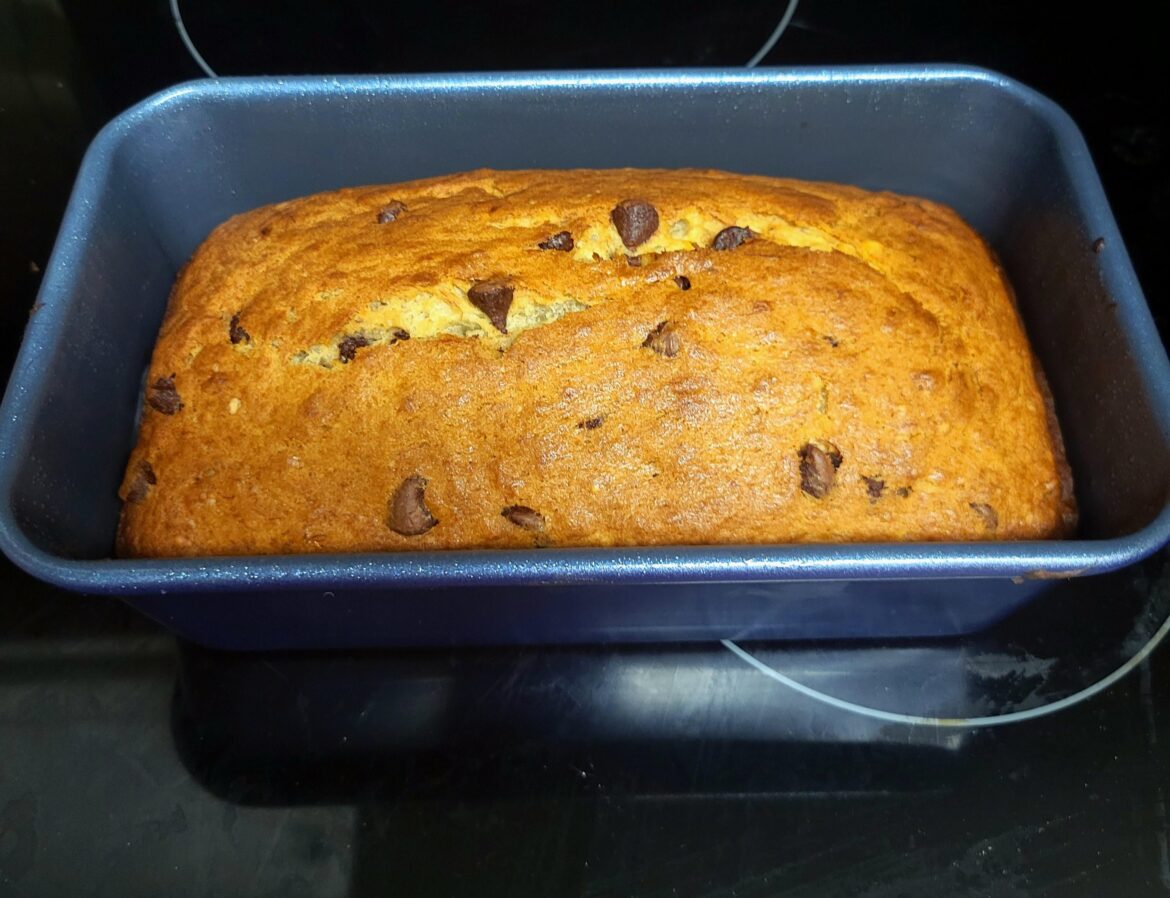 I am definitely not a baker, but I am so proud of this chocolate chip banana bread!