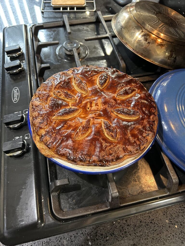 Cheese, onion and beetroot pie