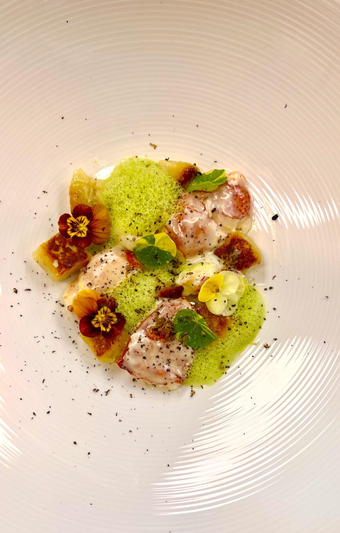 Lobster Gnocchi, truffle,broccoli air