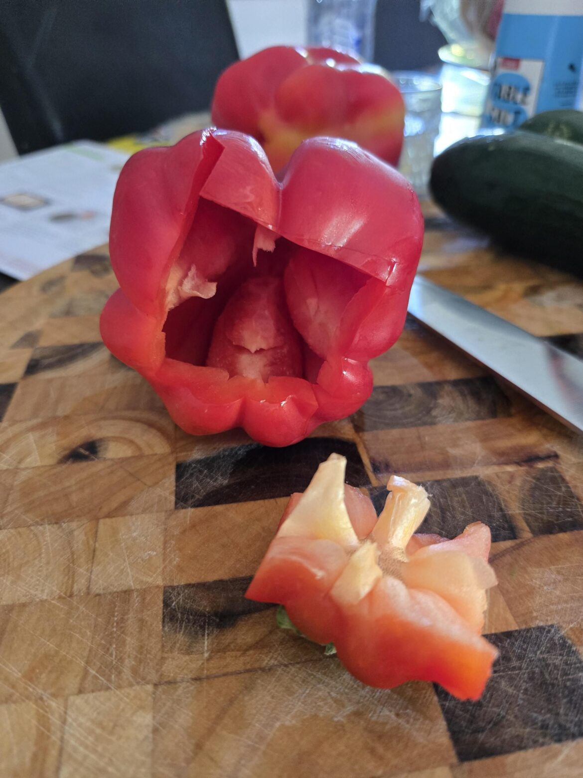 My first time seeing seedless capsicums