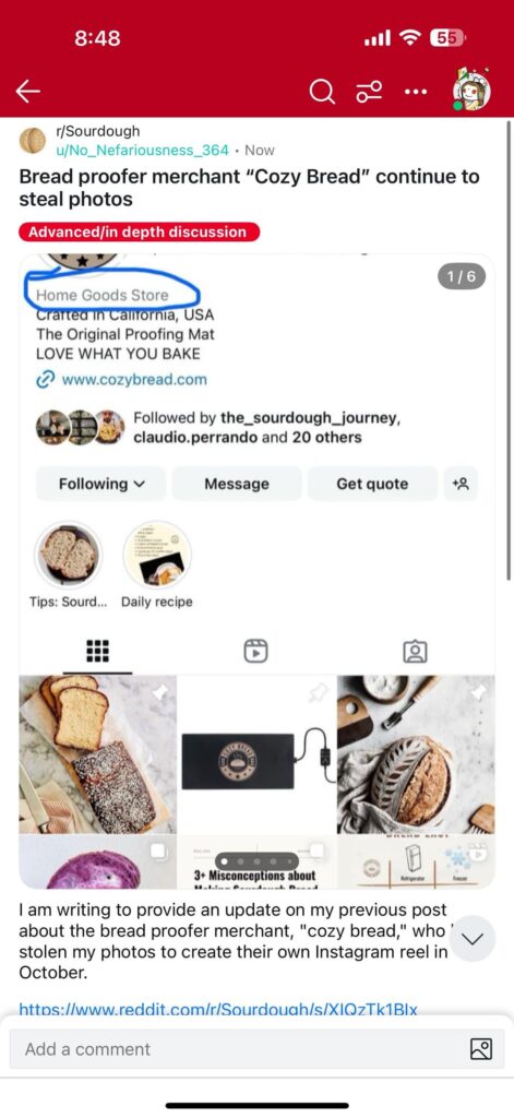 Bread proofer merchant "Cozy Bread" continue to steal photos