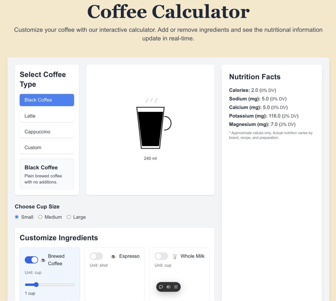 Coffee Calculator 👀