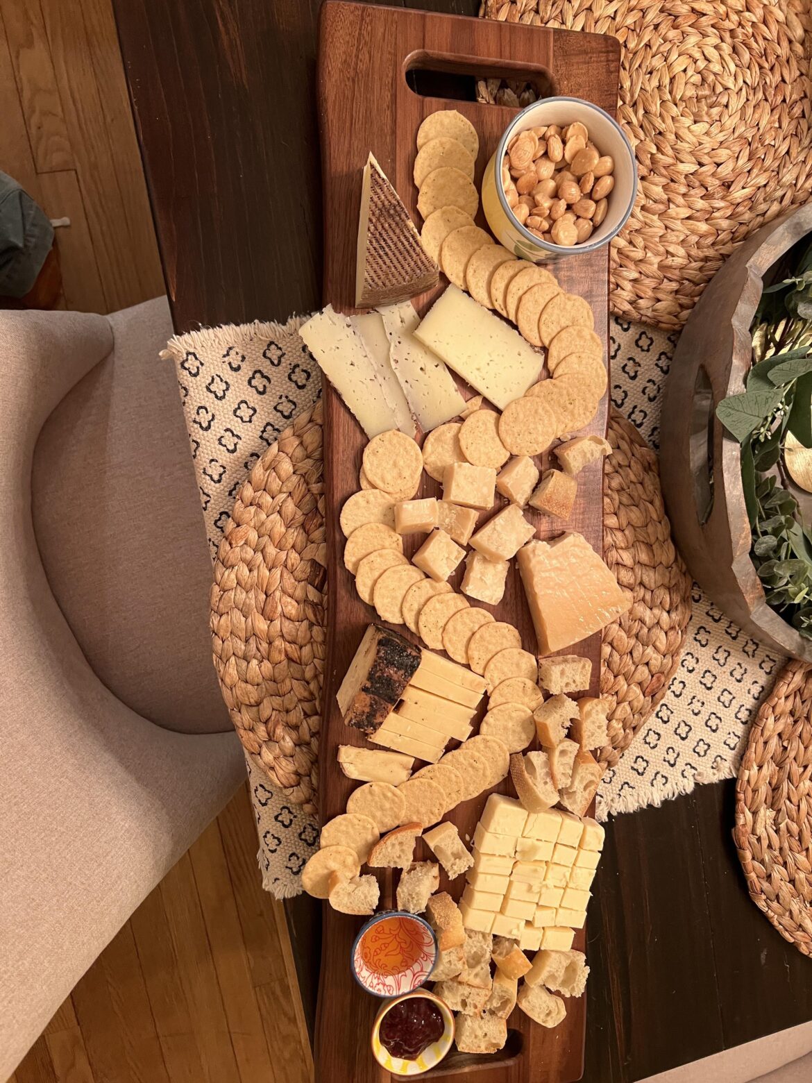 cheeseboard i made for new year’s with manchego, parmigiano reggiano, espresso bellavitano, and irish cheddar