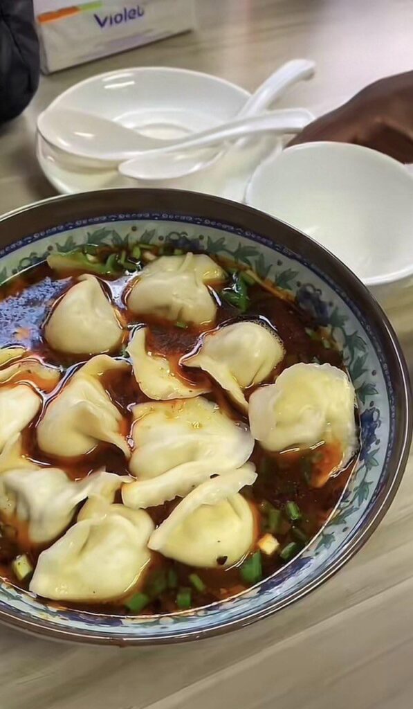 Some spicy dumplings,you definitely need a glass of milk for this