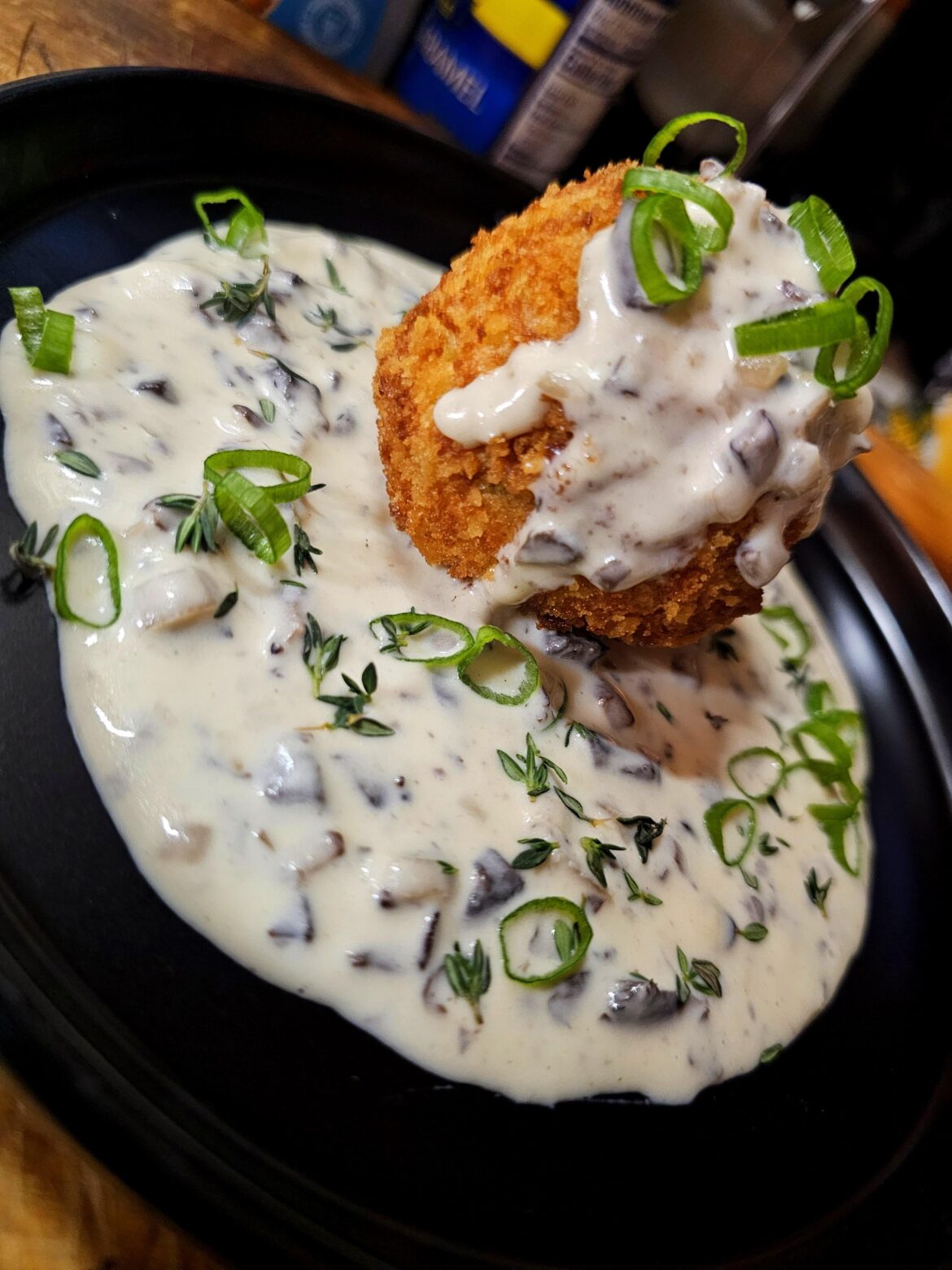 Mushroom & Potato Croquette w/ Truffle Cream Sauce