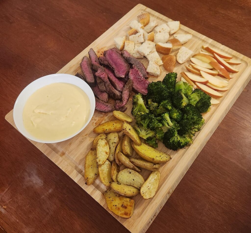 Splurged on the big fancy steak fondue platter. Very worth it, would order again for a special occasion!