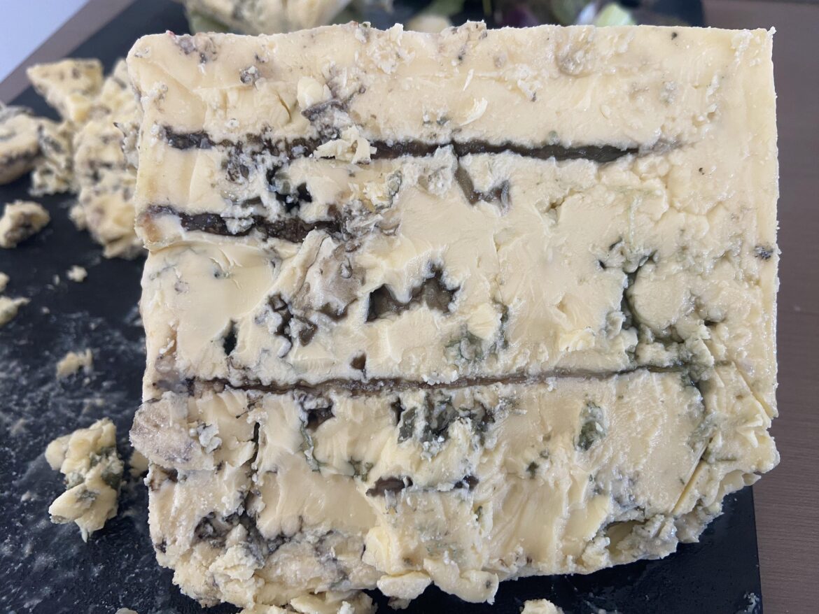 Brown lines on blue cheese